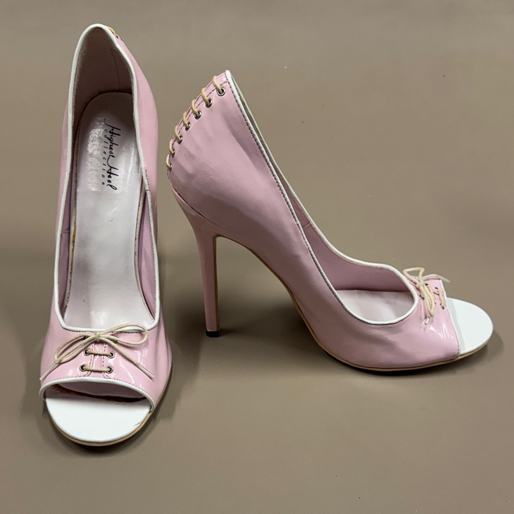 Highest Heel Collection Pink Peep-Toe Stiletto Heels